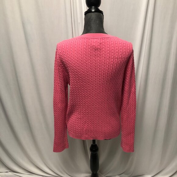 Jones New York Signature Cable Knit Cardigan Womens Size XL Pink Sweater Office - Picture 5 of 9